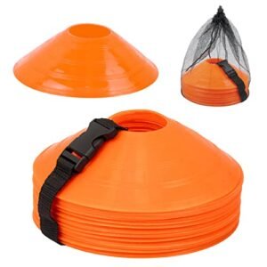 18 PC Soccer Cones for Drills with Mesh Bag & Strap-Flexible, Heavy-Duty Sports Cones for Soccer Practice, Basketball, Fitness Training- ORANGE Agility Cones Sports for Indoor & Outdoor Games