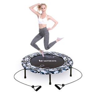 2022 Upgraded Wamkos 40" Rebounder Mini Trampoline for Adults | Kids, Small Foldable Fitness Trampoline Trainer with Resistance Bands for Sports,Yoga and Other Jumping Cardio Exercise