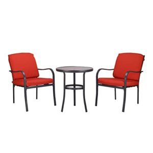 3 Pieces Outdoor Furniture,Patio Table and Chairs, Dinning Table and chais, Patio Conversation Set, Porch Patio Set, Furniture Patio All-Weather Outdoor Patio Furniture (Orange Red)