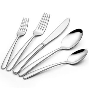 40 Piece Silverware Set for 8, Terlulu Stainless Steel Flatware Set, Heavy Duty Cutlery Utensil, Mirror Polished Tableware Set Include Forks Knives Spoons for Home Restaurant Party, Dishwasher Safe