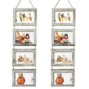 4x6 Wall Hanging Picture Frames Collage with 8 Opening Distressed White Frames,2 Packs