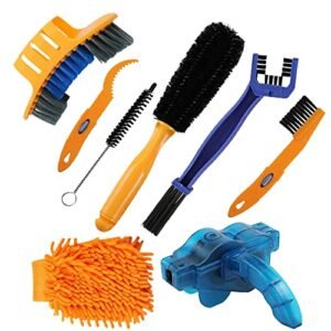 8PCS Bike/Bicycle Cleaning Tool Kit- Bike Cleaning Brush ,Bike Chain Cleaner,Mountain Bike Maintenance Tool,Suitable for Mountain, Road, City, Hybrid,BMX Bike ,Folding Bike
