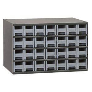 Akro-Mils 19228 Steel Parts Craft Storage Cabinet Hardware Organizer (17-Inch W x 11-Inch D x 11-Inch H), 28-Drawer, Gray Cabinet/Gray Drawers