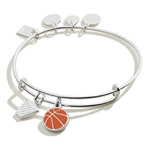 Alex and Ani Collaborations Expandable Bangle for Women, Team USA Basketball Duo Charms, Shiny Silver Finish, 2 to 3.5 in