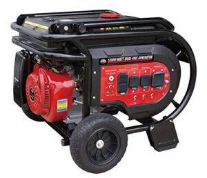All Power America G12000EGL 12000 Watt Heavy Duty Dual Fuel Portable Generator with Electric Start 12000W Gas/Propane(LPG) with 50A 120/240V AC Outlet, Black/Red