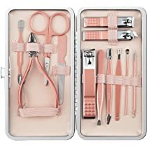 Manicure Set 12 in 1 Pedicure Kit Professional Nail Clippers Nail Kit  Manicure Kit Travel for Women - Pink