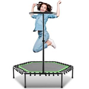 ANCHEER Mini Trampoline, Rebounder for Adults Kids Fitness, 50" Trampolines Trainer with Adjustable Handle Bar for Indoor/Outdoor/Garden/Yoga Workout Exercise
