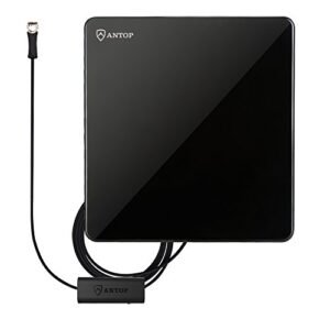 ANTOP TV Antenna Indoor - 50 Miles Range Digital Amplified HDTV Antenna with Omni-directional 360 Degree Reception and 10ft Coaxial Cable - Built-in 4G LTE Filter 4K UHD TVs(AT-206B)