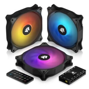 ASIAHORSE WD-001 120mm 5V ARGB Motherboard 12 Addressable LED 9 Blades Hydraulic Bearing White Case/Radiator Fan (3 Pack-Black)