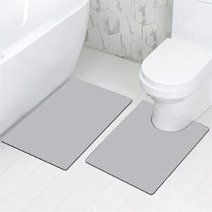 Bathroom Toilet Rugs, GOYLSER Ultra Thin Washable Toilet Rugs Set for Bathroom 2 Piece, Soft Low Profile Bath Mats for Bathroom Non Slip, Easy Clean Rubber Backing Contour Bathroom Rugs for Toilet