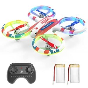 BEZGAR Mini Drone for Kids and Beginners, RC Drone Indoor Small Quadcopter Plane with LED Lights, 3D Flip, Headless Mode and 2 Batteries, Propeller Full Protect Remote Control Drone, Great Gifts Toys for Boys and Girls