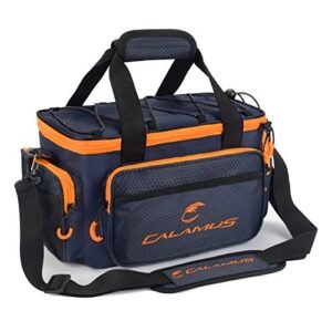 Calamus Fishing Tackle Bags - Fishing Bags for Saltwater or Freshwater Fishing - Rip-Stop PE - Padded Shoulder Strap - Pliers Storage - Orange