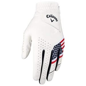 Callaway Golf Men's Weather Spann Premium Synthetic Golf Glove (Medium, Single, USA, Worn on Left Hand )