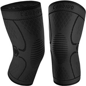 CAMBIVO 2 Pack Knee Brace, Knee Compression Sleeve for Men and Women, Knee Support for Running, Workout, Gym, Hiking, Sports (Black,Medium)