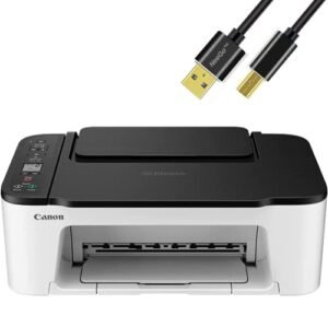 Canon Wireless Inkjet All in One Printer, Print Copy Fax Scan Mobile Printing with LCD Display, USB and WiFi Connection with 6 ft NeeGo Printer Cable