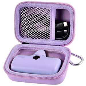 Case Compatible with iWALK Portable Charger Power Bank 4500/ 4800mAh. Charging Battery Pack Holder Storage for iPhone 13/ 12/ 11/ Pro Max, Pocket Organizer for USB-C Adapter and Cable-Purple Bag Only