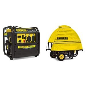Champion Power Equipment 200914 4250-Watt Open Frame Inverter Generator, Dual Fuel Technology & Weather Portable Generator Cover by GenTent® for 3000 to 10,000-Watt Generators