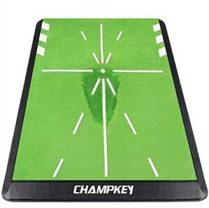 CHAMPKEY Premium Golf Impact Mat 1.0 Edition | Analysis Swing Path and Correct Hitting Posture Golf Practice Mat | Advanced Guide and Rubber Backing Golf Hitting Mat (M(13" x 17"))