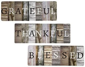 Chiaravita Rustic Farmhouse Grateful Thankful Blessed Home Decor Sign - Solid Wood 17.1” x 6” Inspirational Wall Art Signs for Living Room, Dining Room, Kitchen, Bedroom, Bathroom and Home