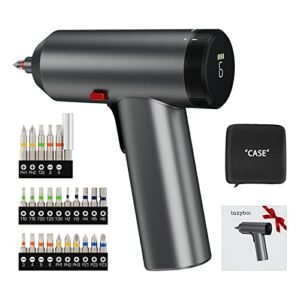 Cordless Electric Screwdriver, LAZYBOI Rechargeable 3.7V Power Screwdriver Kit 26pcs, All-in-One Design with Screen, 6 Torque Setting, USB-C Charging, Work Light, Storage Bag, Tool Gifts for Men