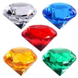 Deodari 30mm Multi-Colored Acrylic Gems Plastic Gemstones for Pirate Treasure Party Decoration Table Decorations Vase Filler Pack of 40 (Multicolored)