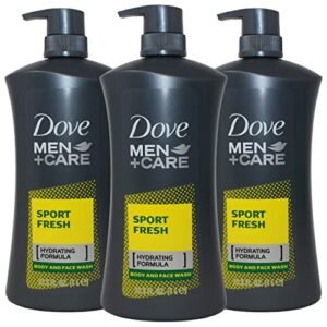 Dove Men+Care Sport Fresh Body Wash for Men, Hydrating Formula, 33.8 Ounce Pump Bottle (Pack of 3)