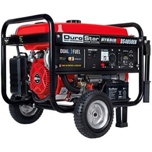 Duro Max Duro Star DS4850EH Dual Fuel Portable Generator-4850 Watt Gas or Propane Powered Electric Start-Camping & RV Ready, 50 State Approved, Red/Blac