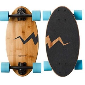 Eggboards Mini Longboard The Original - Bamboo Wood Cruiser Skateboard for Adults and Kids. Easy to Carry, Smooth to Ride