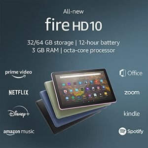 Fire HD 10 tablet, 10.1", 1080p Full HD, 32 GB, latest model (2021 release), Denim
