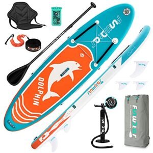 FunWater SUP Inflatable Stand Up Paddle Board Ultra-Light Inflatable Paddleboard with ISUP Accessories,Fins,Adjustable Paddle, Pump,Backpack, Leash, Waterproof Phone Bag