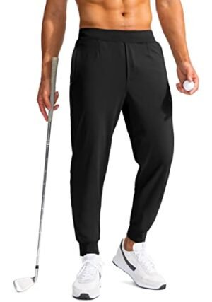 G Gradual Men's Golf Joggers Pants with Zipper Pockets Stretch Sweatpants Slim Fit Track Pants Joggers for Men Work Running (Black, S)