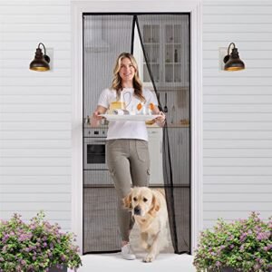 Gorilla Grip Hands Free Self Sealing Magnetic Screen Door, Keep Bugs Out, Heavy Duty Mesh Curtain, Magnet Doorway Net, Covers Single, Patio, Sliding Doors, Closure Magnets for Mosquito Pets Kids 38x82