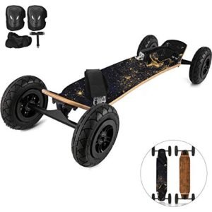 Happybuy Mountainboard, 37''L Cross Country Skateboard, All Terrain Longboard with 95A Shock Absorber, Mountain Skateboard with Bindings, 8-layer Canada Maple Offroad Skateboard, for Cruising Downhill