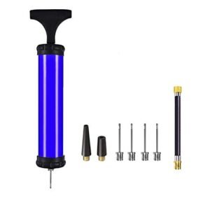 HDNNC Pro Sports Ball Tool, Ball Pump Air Pump with Inflation Needle Nozzles and Rubber Hose - Accurate Inflation - Basketball - Football - Swim Ring - Balloon (Blue)