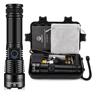 High Power Rechargeable Flashlight LED High Lumens, Super Bright 20000 Lumens XHP90 Tactical Handheld Flash Light, Powerful Emergency Linternas, Waterproof, Long Lasting, for Hiking Camping Gift