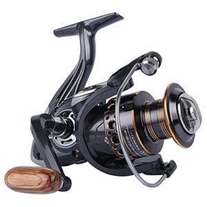 HPLIFE Spinning Reels, Saltwater Fishing Reels 13 Stainless Steel BB with Wood-Made Handle Ultra Smooth Powerful 43LB Max Drag , 4.7:1 / 5.2:1 Gear Ratio Summer / ICE Fishing