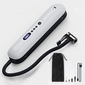 Hurricane [All in One] Smart Bike Ball Automatic Bicycle Pump, 143 PSI Electric Bicycle Pump with Pressure Gauge, Mini Ball Pump USB Rechargeable [2000mAh], Inflator Tire Pump for Bike Car