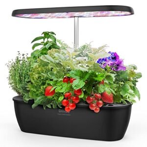 Indoor Herb Garden, Diivoo 12 Pods Hydroponics Growing System with Grow Light, Smart Garden Planter for Family Home Kitchen, Automatic Cycle Timer Germination Kit, Height Adjustable