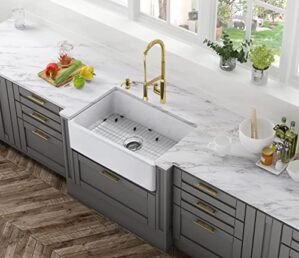Joseph Gloss White Farmhouse Fireclay Undermount Apron Front 30-in Sink Thick Wall