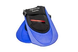 Laguna Fin Swim Fins - Open Water and Training Short Fin, Fully Adjustable, Open Heel, Lightweight and Floatable, Available in Youth and Adult Sizes (Adult Large), Blue