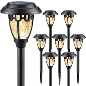 LeiDrail 8 Pack Solar Pathway Lights Outdoor, Solar Walkway Lights Waterproof Warm White Landscape Lighting Decoration for Lawn, Patio, Yard, Garden, Walkway