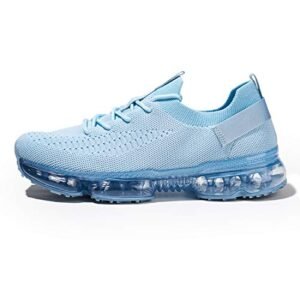 LUCKY STEP Women Air Cushion Fashion Sneakers Breathable Casual Comfortable Lightweight Walking Shoes (Sky Blue,7B(M) US)