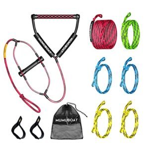 MUMUBOAT 75ft Water Ski Rope, 7 Section Wakeboard Rope with Floating Handle, Tow Rope for Tubing, Watersport Line for Water Ski, Wakeboard and Kneeboard