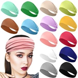 MyWaWa 14 Pack Womens Headbands Head Band For Women's Hair Stretchy Women Head Bands Women Hair Bands Sports Workout Running Turban Cooling Headwrap Headband Accessories
