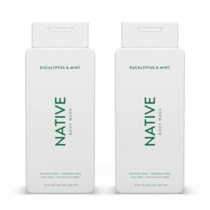 Native Body Wash Natural Body Wash for Women, Men | Sulfate Free, Paraben Free, Dye Free, with Naturally Derived Clean Ingredients Leaving Skin Soft and Hydrating, Eucalyptus & Mint 18 oz - 2 Pk