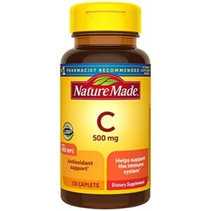 Nature Made Vitamin C 500 mg with Rose Hips, Dietary Supplement for Immune Support, 130 Caplets, 130 Day Supply