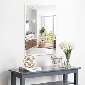 NeuType 35"x24" Wall Mirror, Rectangle Frameless Wall Mounted Mirror with Beveled Edge Hanging or Leaning Against Wall, Wall Mirrors Decorative for Bathroom Vanity, Entryway, Living Room