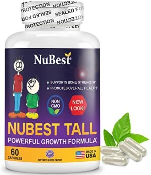 NuBest Tall - Powerful Formula for Strong Bones, Immunity, Wellness & Healthy Development with Calcium, Collagen & Herbs - for Children (5+) & Teens Who Don’t Drink Milk Daily - 60 Capsules (1 Pack)