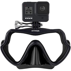 OCTOMASK - Frameless Dive Mask w/Mount for All GoPro Hero Cameras for Scuba Diving, Snorkeling, Freediving (Black)