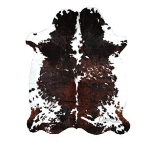 Original Cowhide Rug Genuine Leather Hair on Hides Decorative Value Rare Giant Size Approx 7X8 ft ( 56-66 sqf ) (Brindle Nutella)